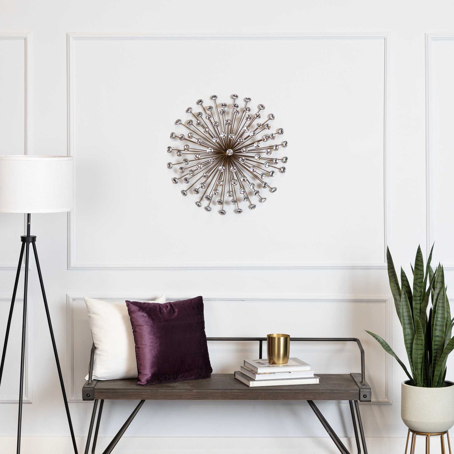 HomeRoots Bronze Acrylic Burst Metal Wall Decor