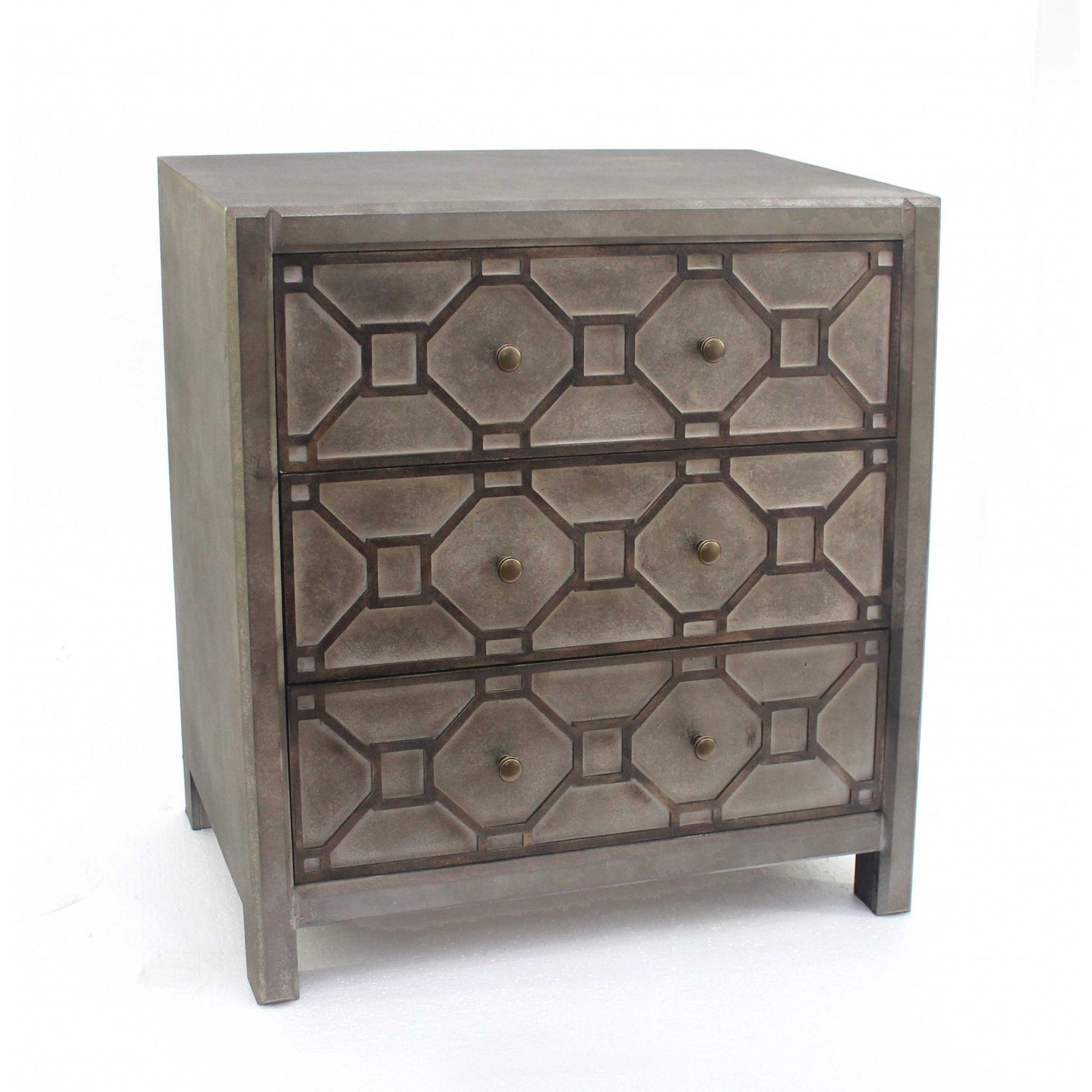 HomeRoots Brown 3-Drawer Quaint Vintage Wood Cabinet