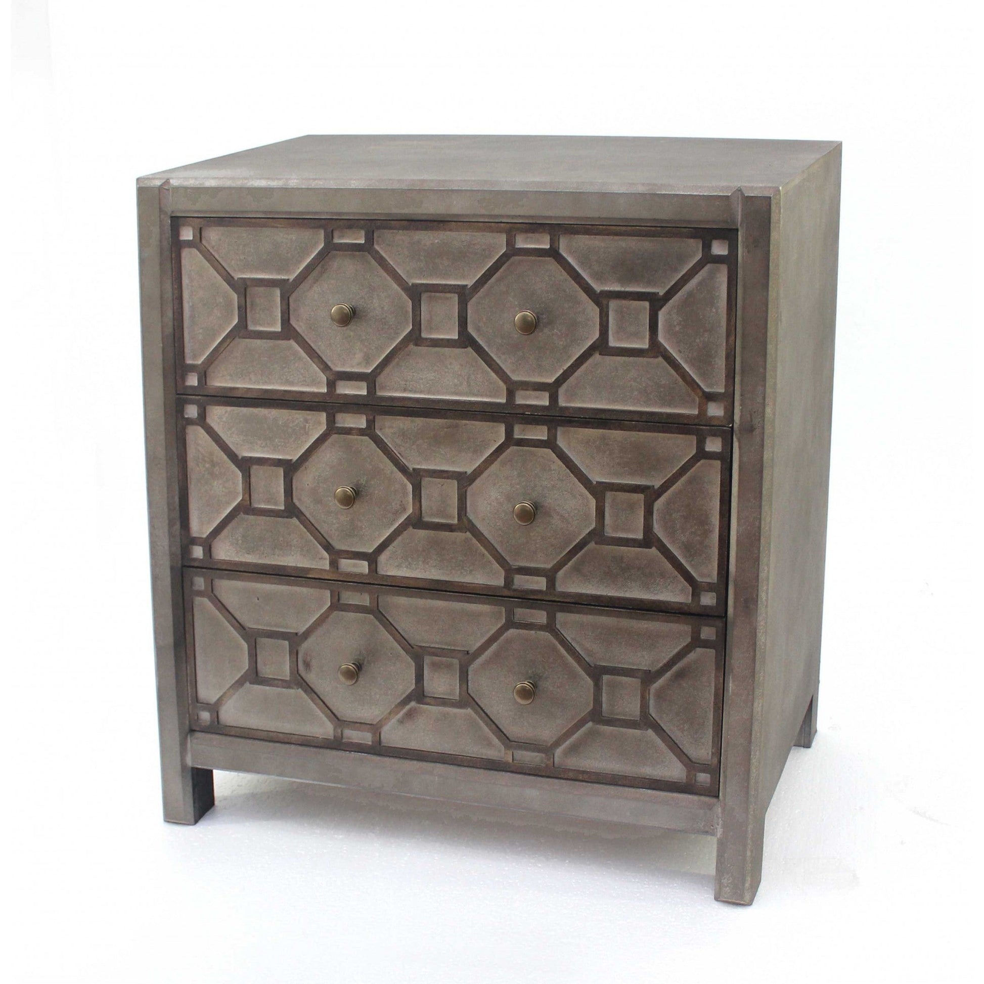 HomeRoots Brown 3-Drawer Quaint Vintage Wood Cabinet