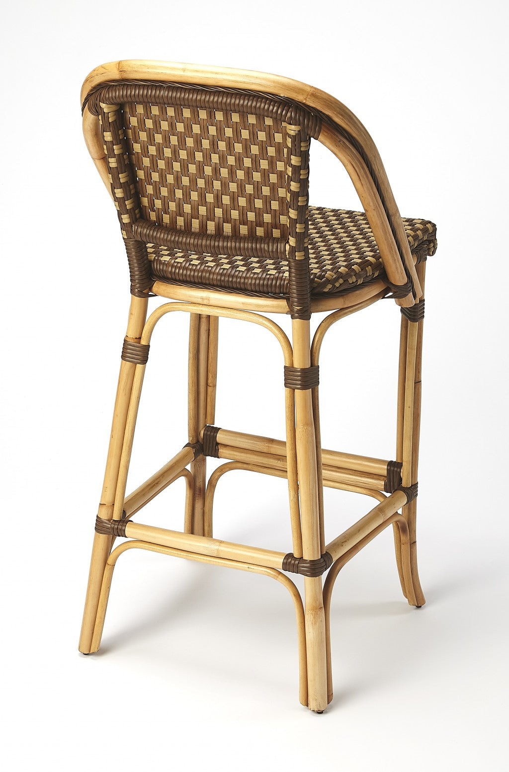 HomeRoots Brown And Beige Rattan Bar Stool