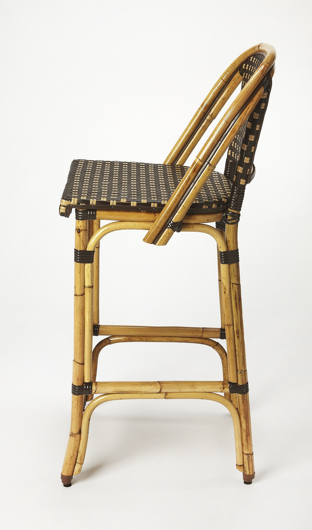 HomeRoots Brown And Beige Rattan Bar Stool