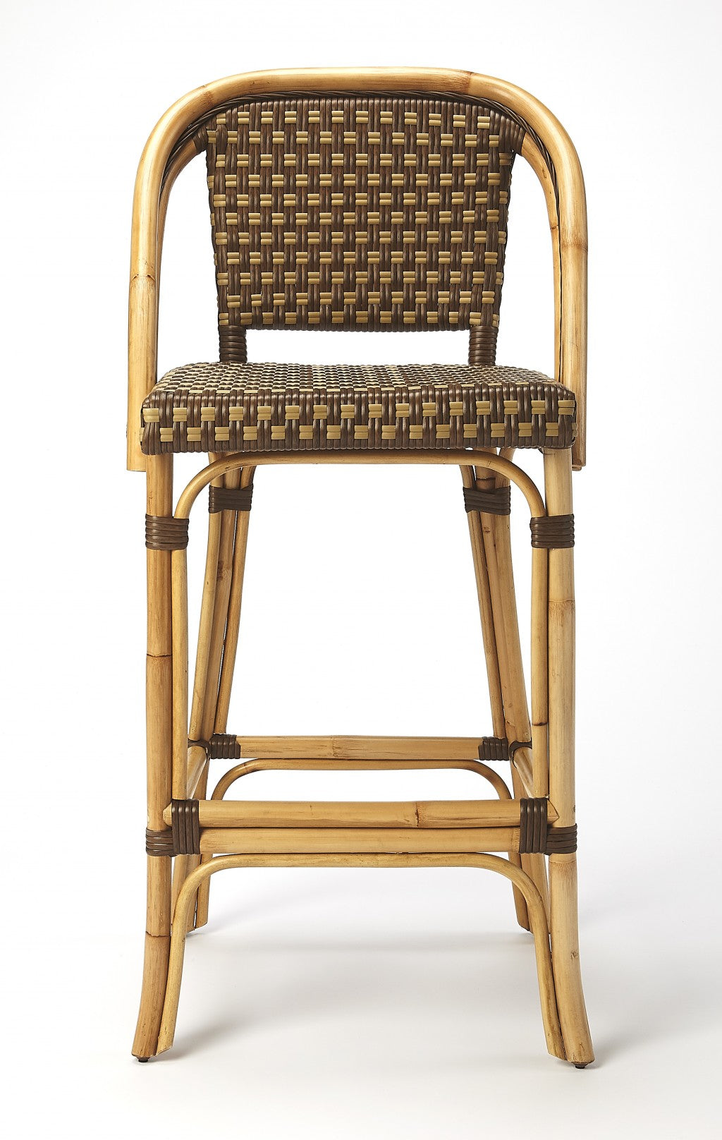 HomeRoots Brown And Beige Rattan Bar Stool