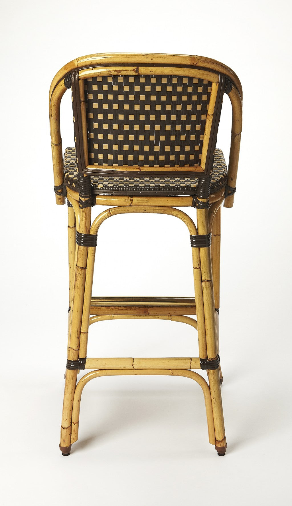 HomeRoots Brown And Beige Rattan Bar Stool