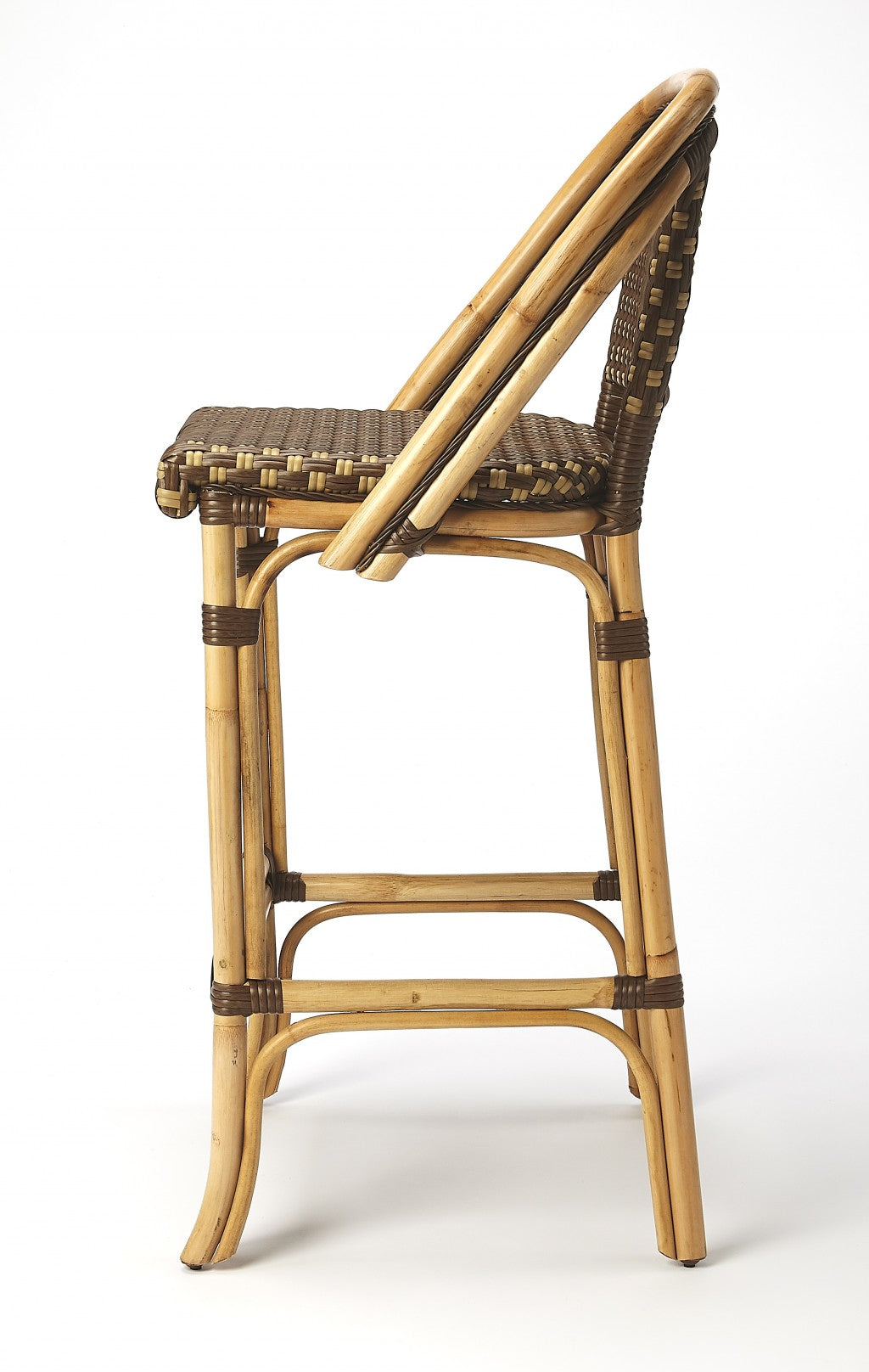 HomeRoots Brown And Beige Rattan Bar Stool