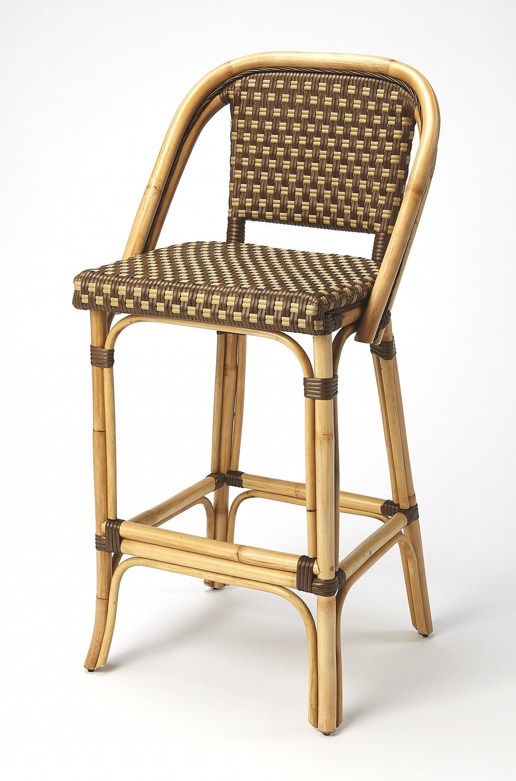 HomeRoots Brown And Beige Rattan Bar Stool