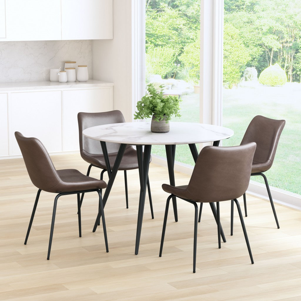 HomeRoots Brown And Black Top Shelf Modern Rugged Dining Chairs in Set of 2