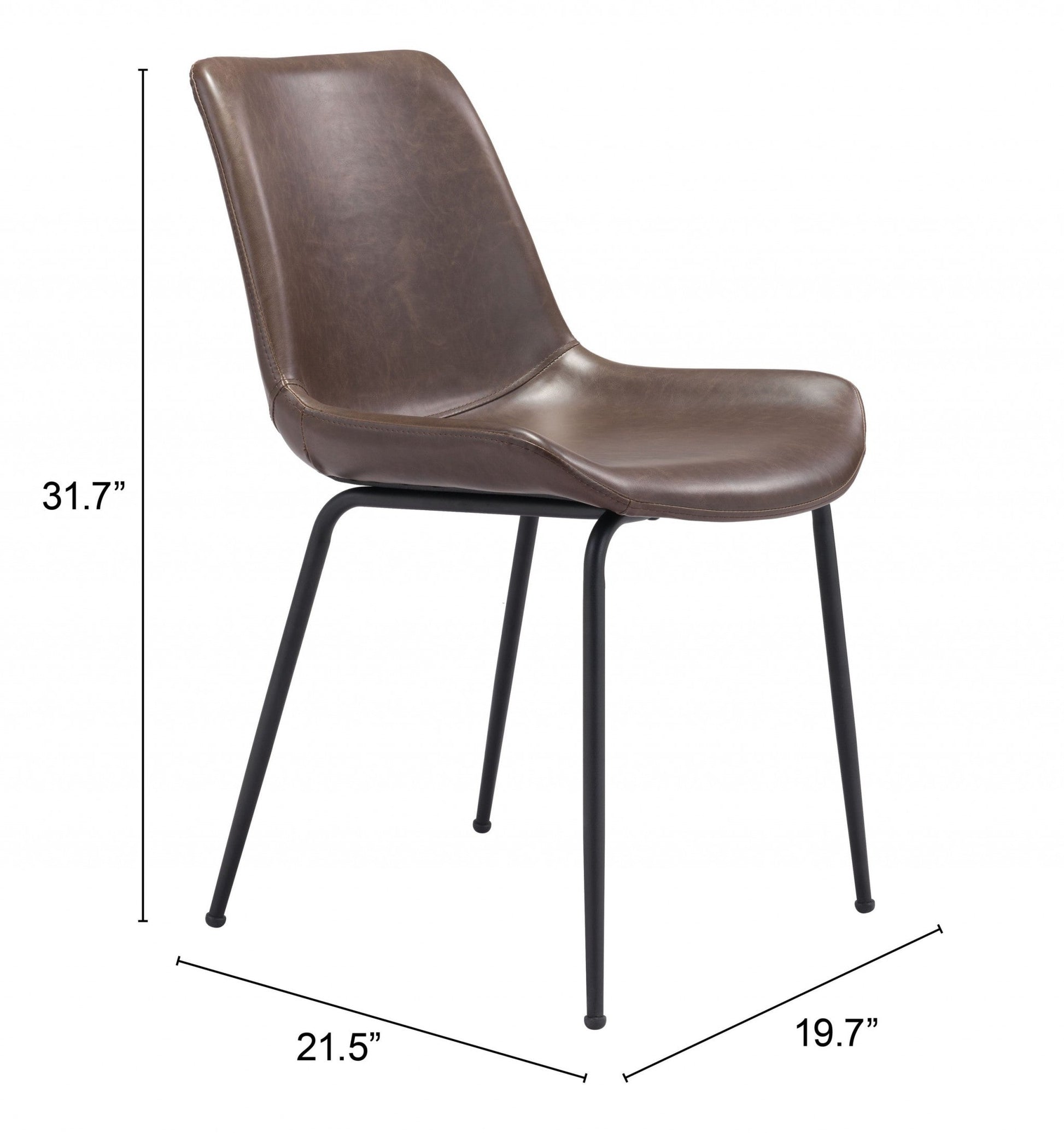 HomeRoots Brown And Black Top Shelf Modern Rugged Dining Chairs in Set of 2