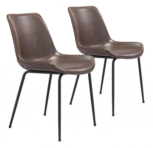 HomeRoots Brown And Black Top Shelf Modern Rugged Dining Chairs in Set of 2