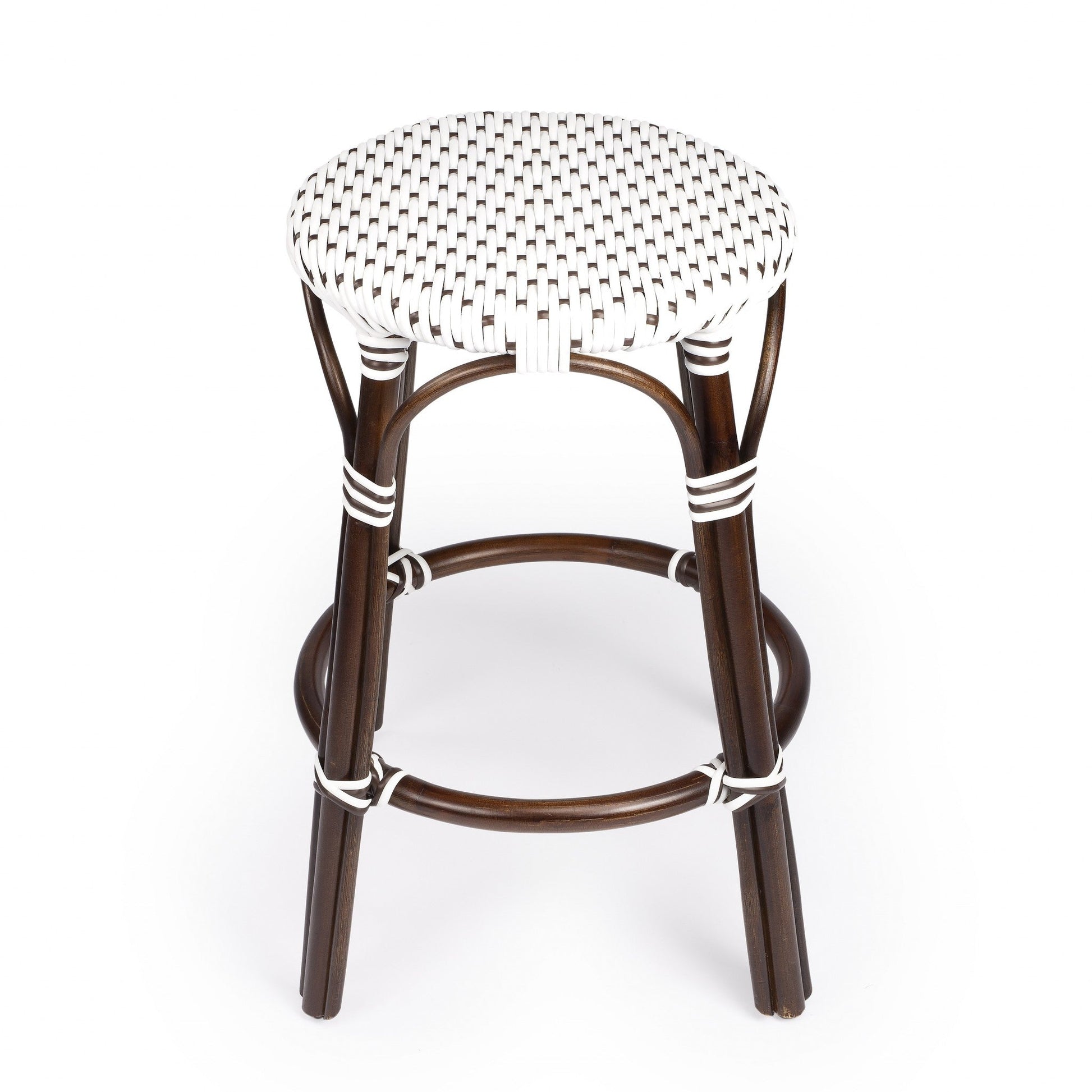 HomeRoots Brown And White Rattan Counter Stool