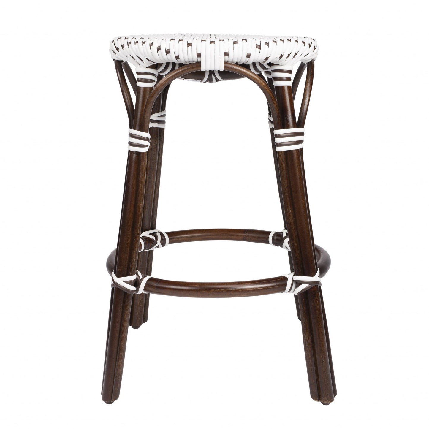 HomeRoots Brown And White Rattan Counter Stool