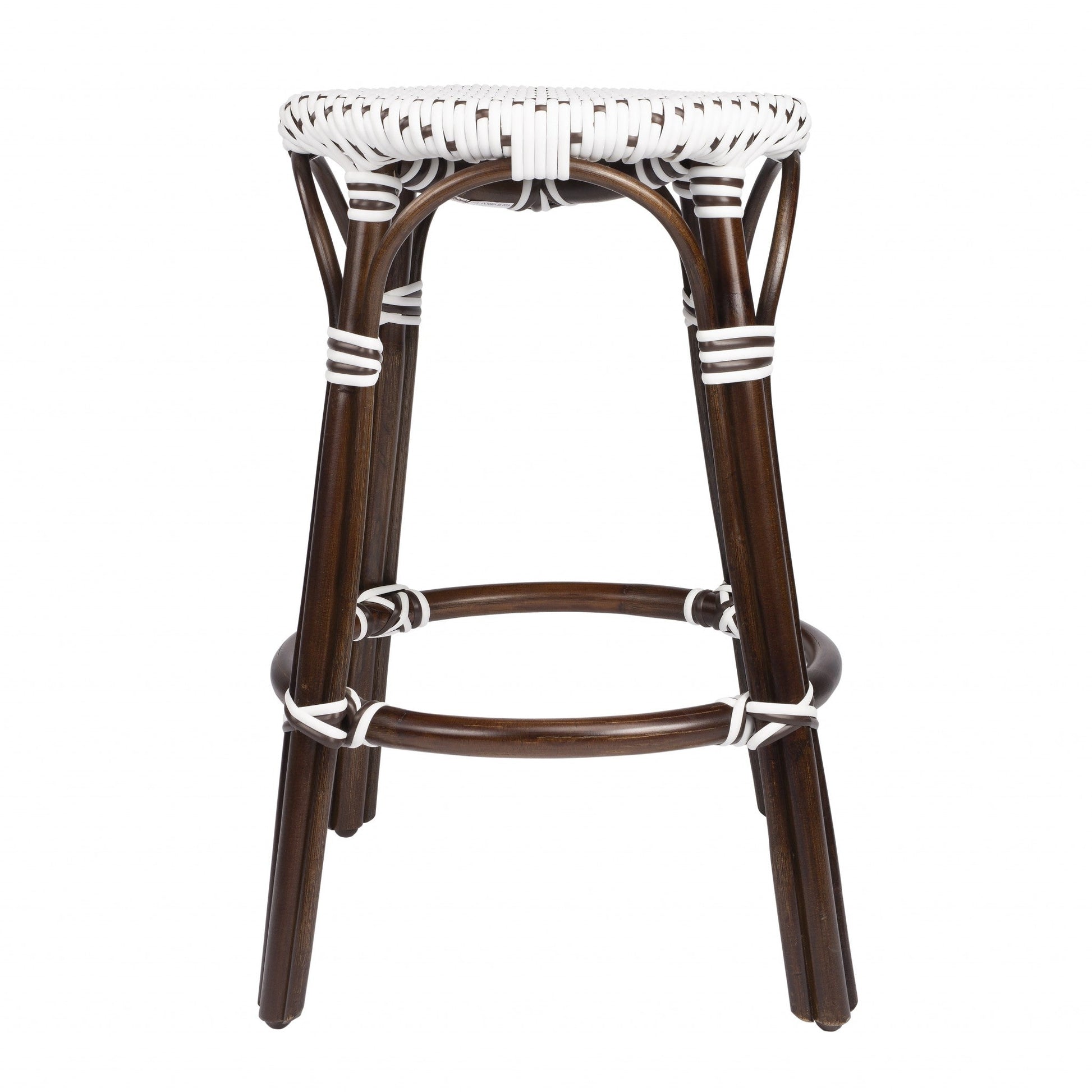 HomeRoots Brown And White Rattan Counter Stool