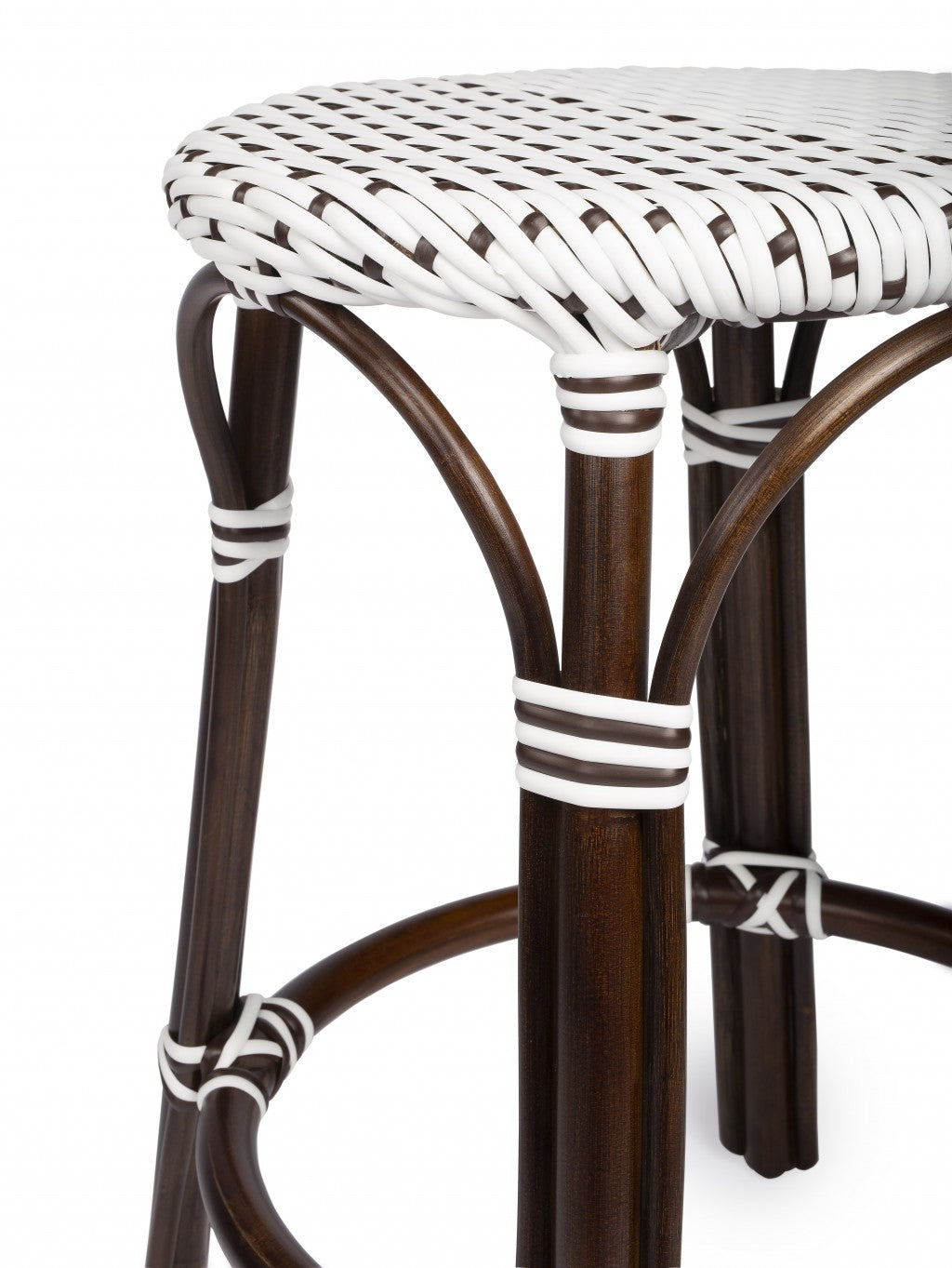 HomeRoots Brown And White Rattan Counter Stool