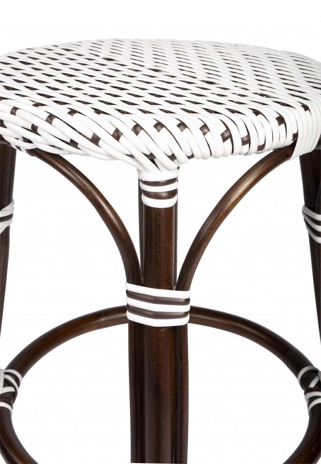 HomeRoots Brown And White Rattan Counter Stool