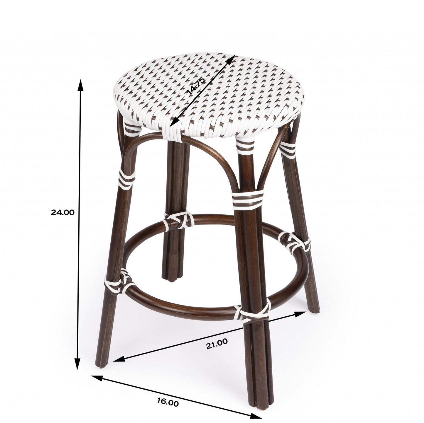 HomeRoots Brown And White Rattan Counter Stool