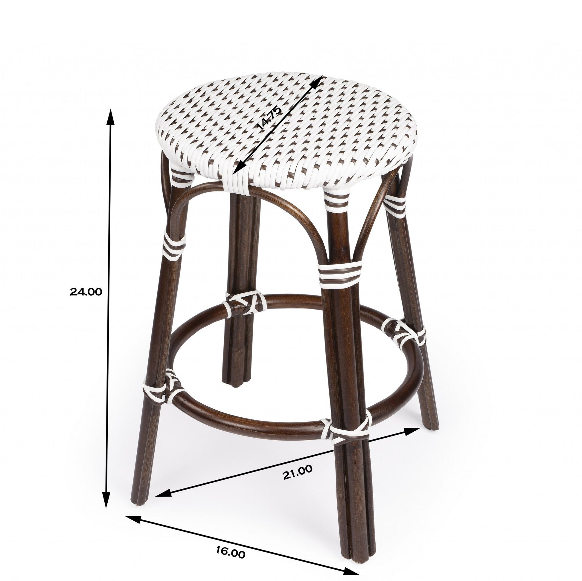 HomeRoots Brown And White Rattan Counter Stool