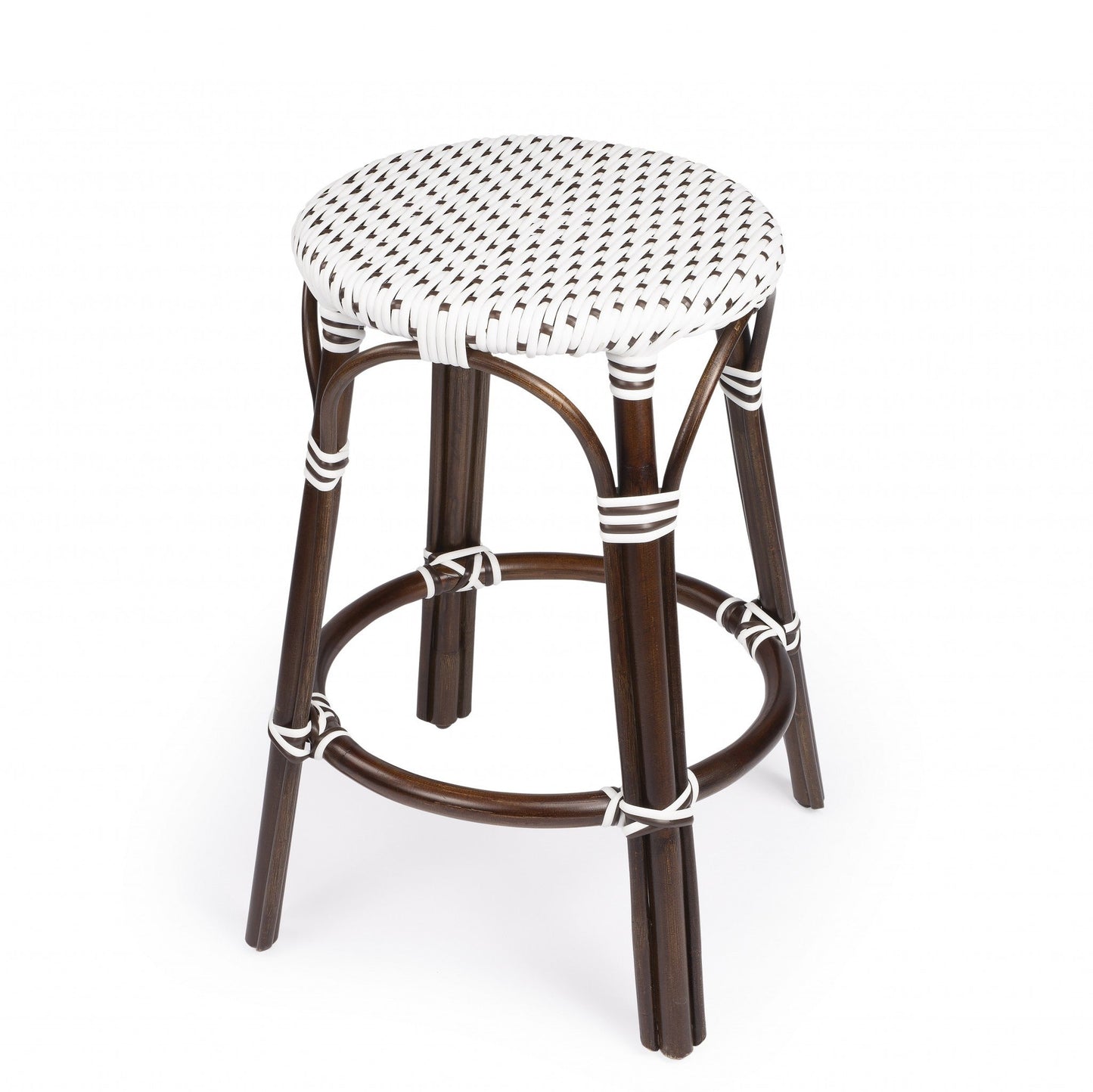 HomeRoots Brown And White Rattan Counter Stool