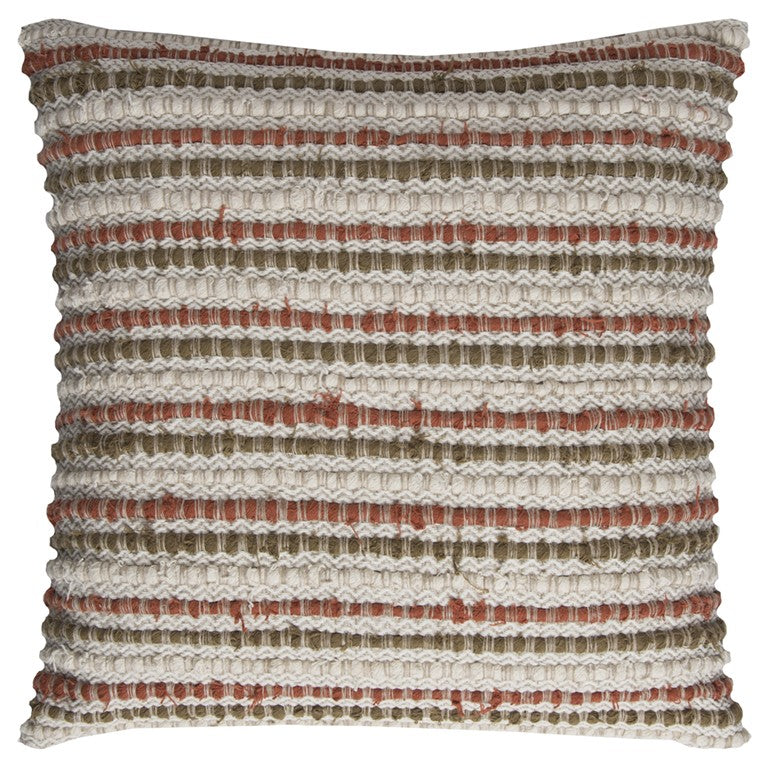 HomeRoots Brown Beige Nubby Texture Bands Throw Pillow