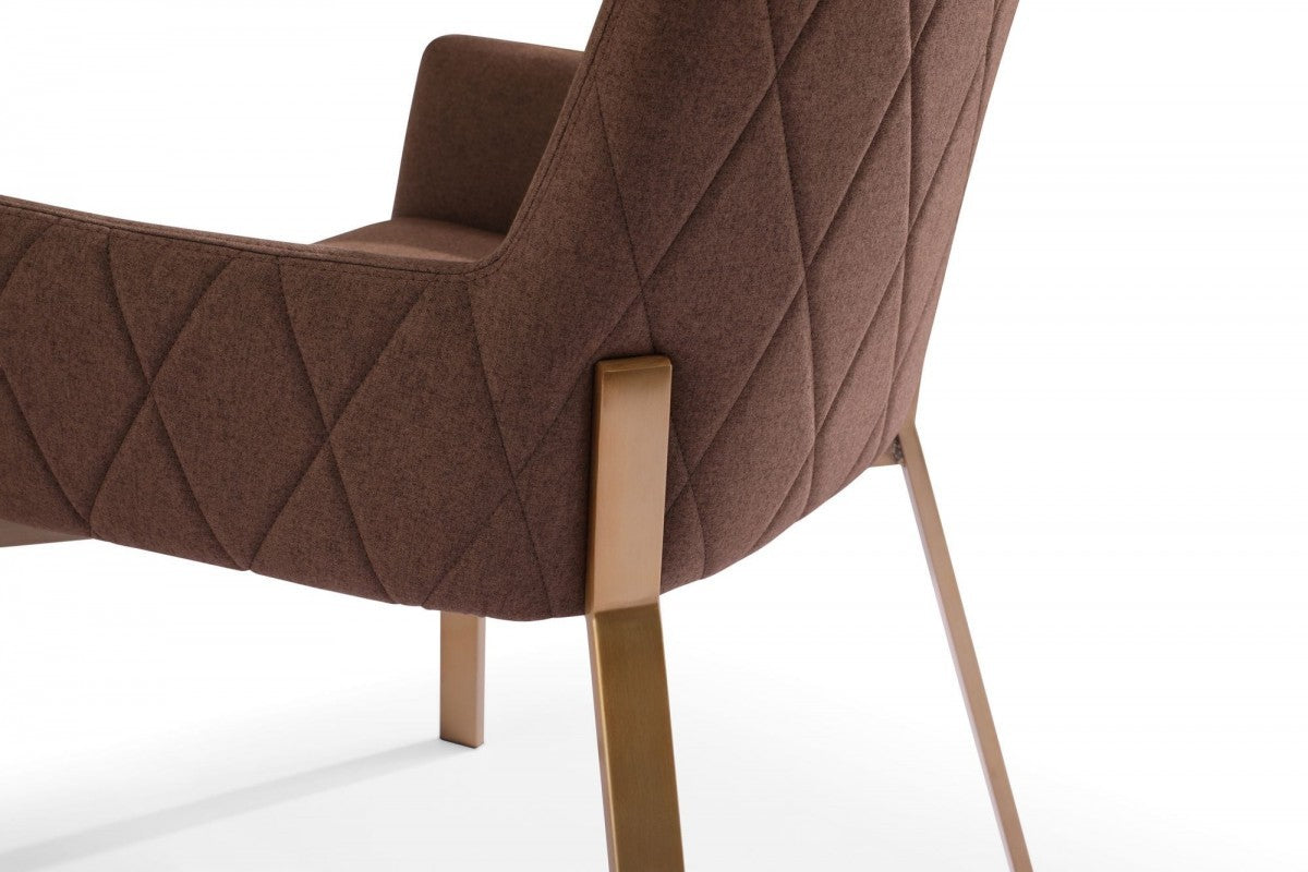 HomeRoots Brown Brass Dining Chair