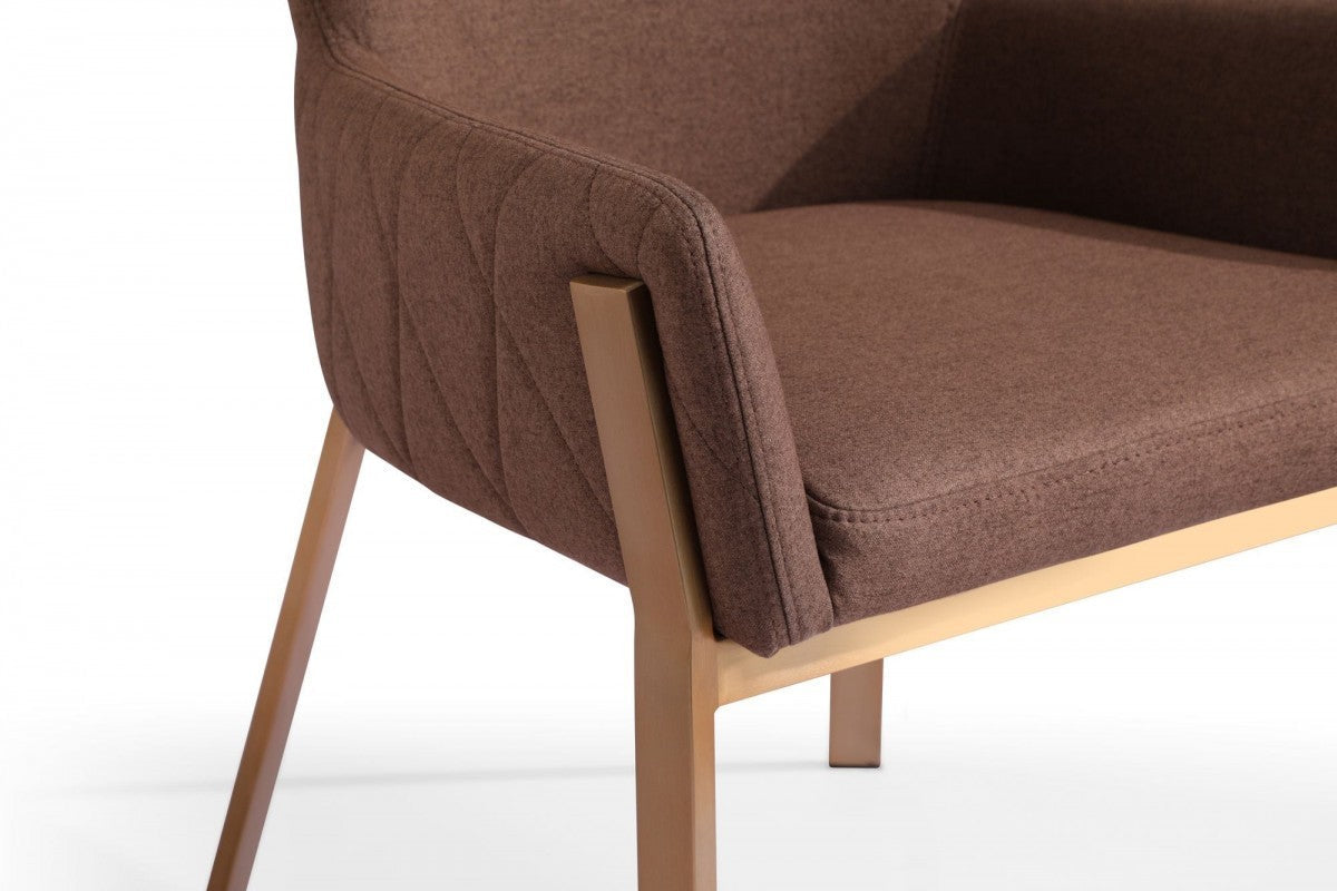 HomeRoots Brown Brass Dining Chair