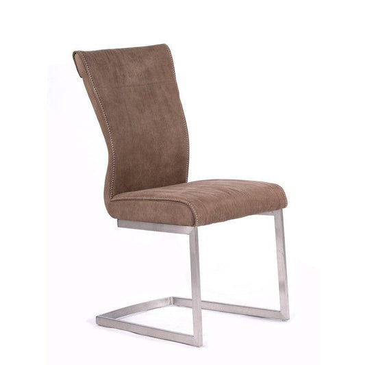 HomeRoots Brown Fabric And Steel Dining Chair, Set of 2