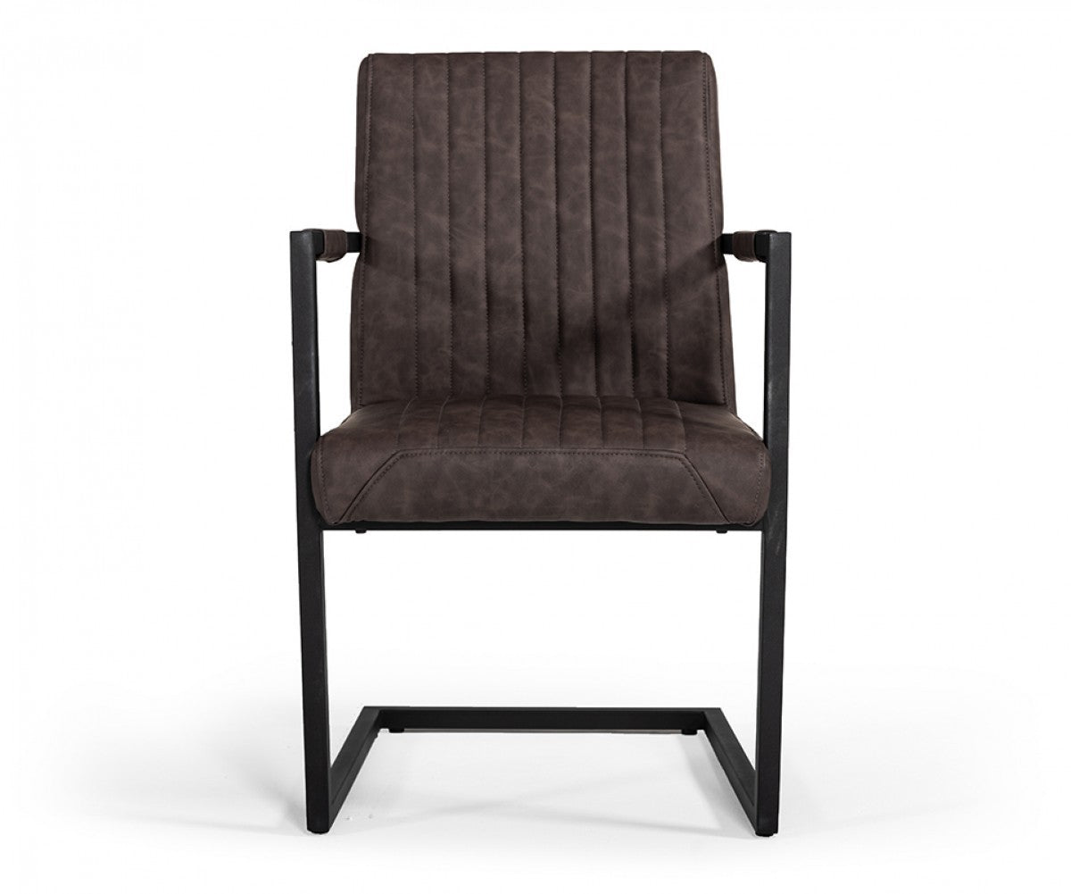 HomeRoots Brown Faux Leather Dining Chairs in Set of 2