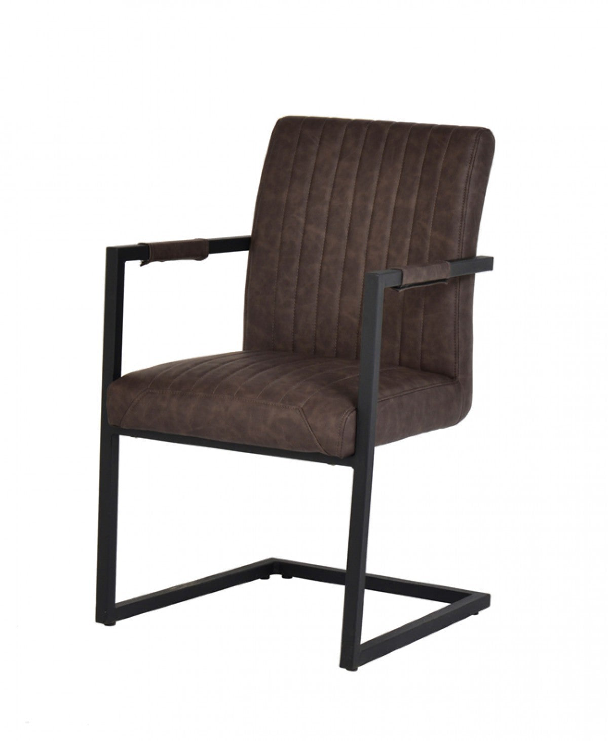 HomeRoots Brown Faux Leather Dining Chairs in Set of 2