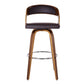 HomeRoots Brown Faux Leather Modern Walnut Wooden Bar Stool
