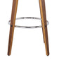 HomeRoots Brown Faux Leather Modern Walnut Wooden Bar Stool