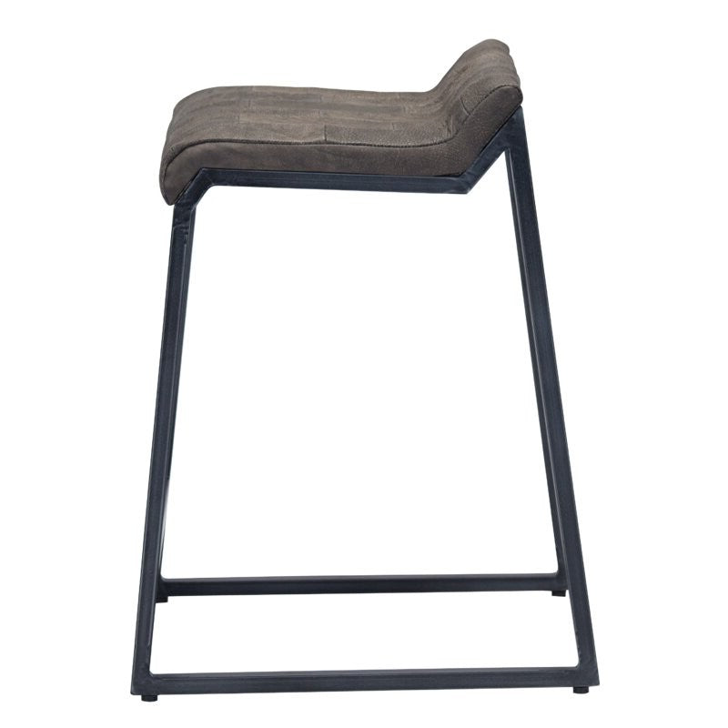HomeRoots Brown Leather And Dark Grey Counter Stool