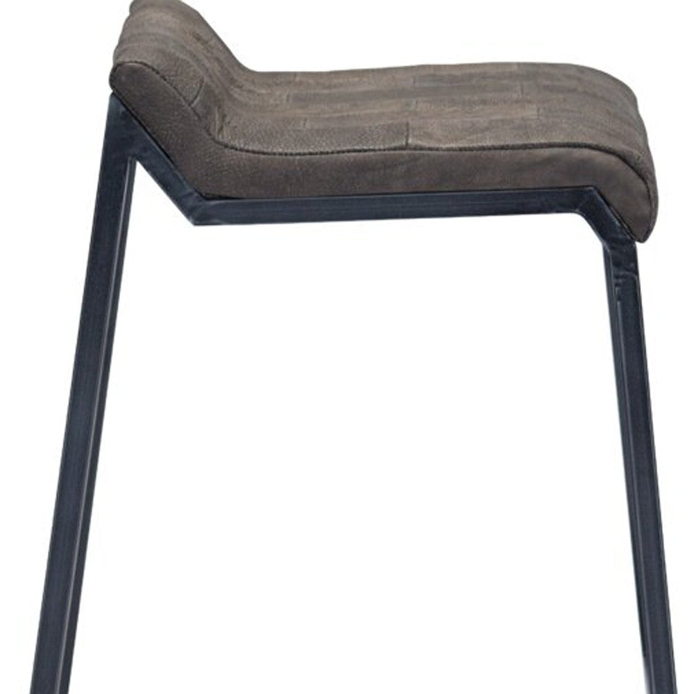 HomeRoots Brown Leather And Dark Grey Counter Stool