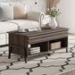 HomeRoots Brown Wooden Coffee Table with Lift Top