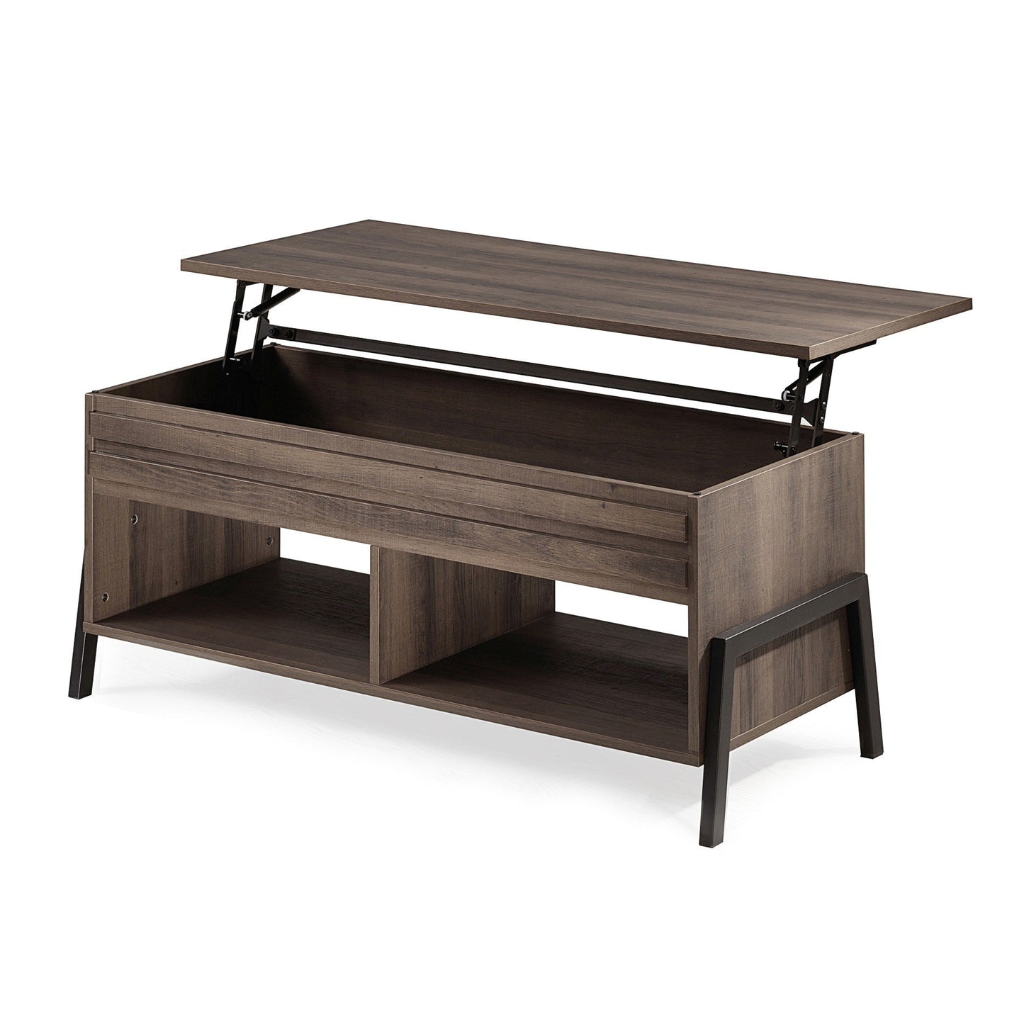 HomeRoots Brown Wooden Coffee Table with Lift Top