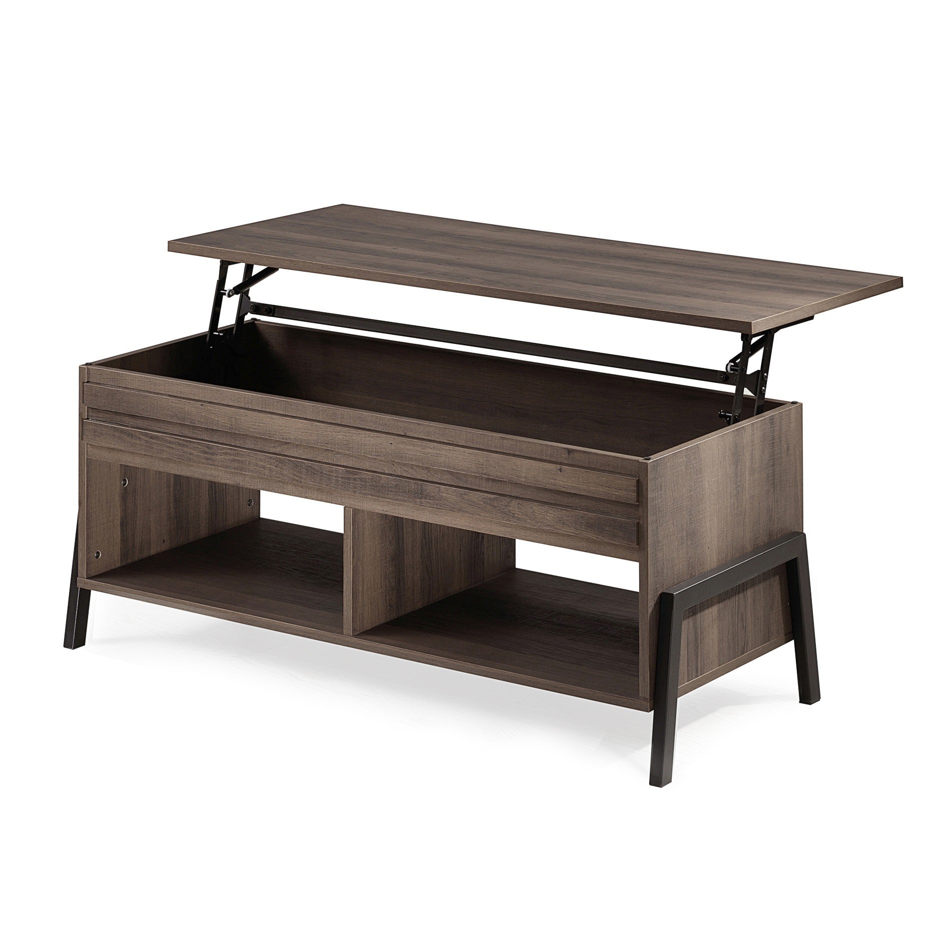 HomeRoots Brown Wooden Coffee Table with Lift Top