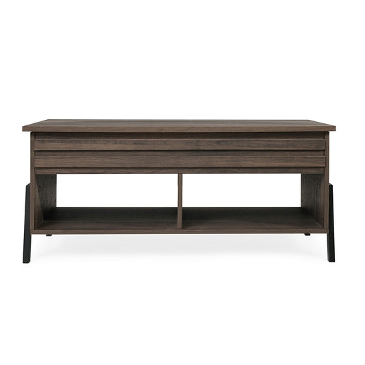 HomeRoots Brown Wooden Coffee Table with Lift Top