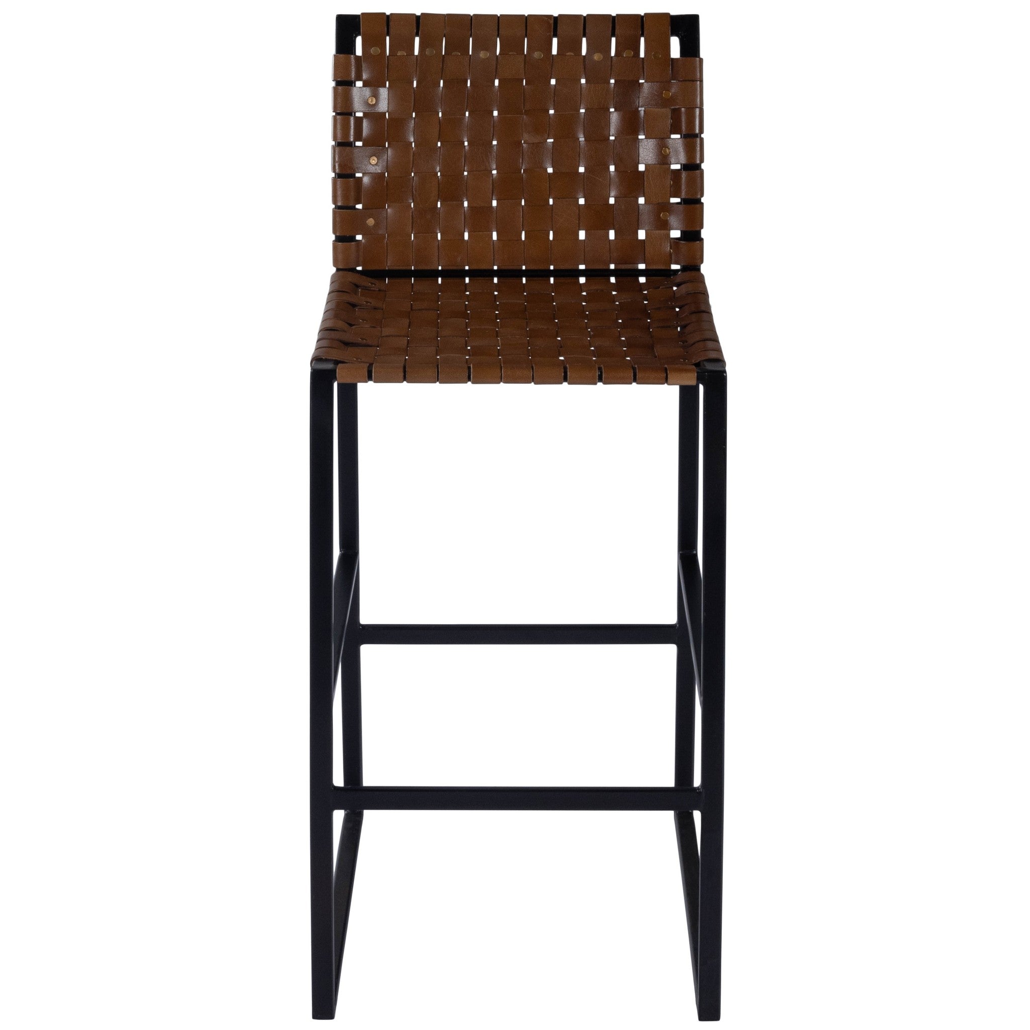 HomeRoots Woven Leather Bar Stool - Thumbnail 4