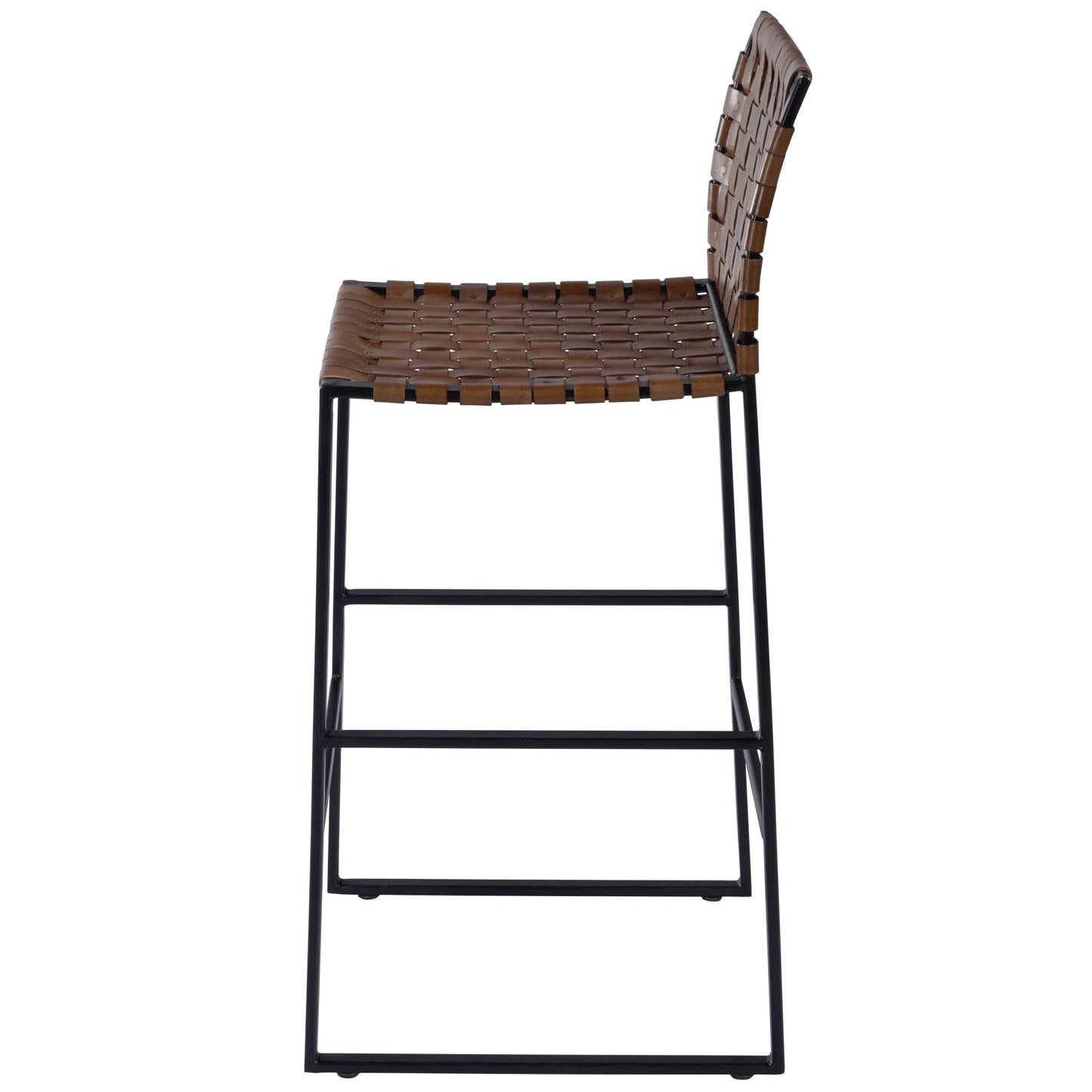 HomeRoots Brown Woven Leather Bar Stool