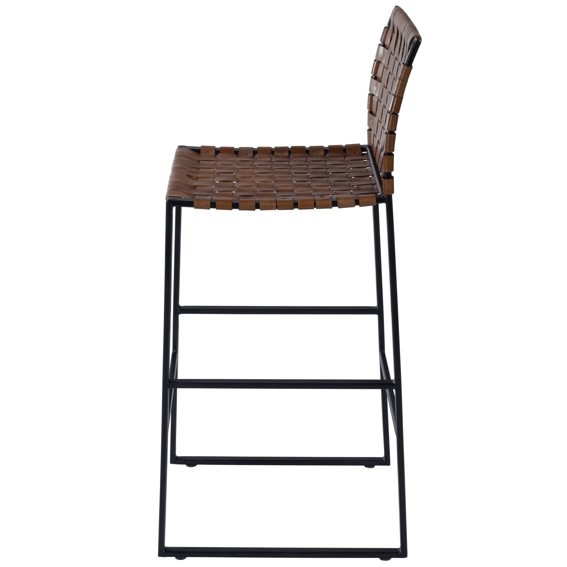 HomeRoots Brown Woven Leather Bar Stool