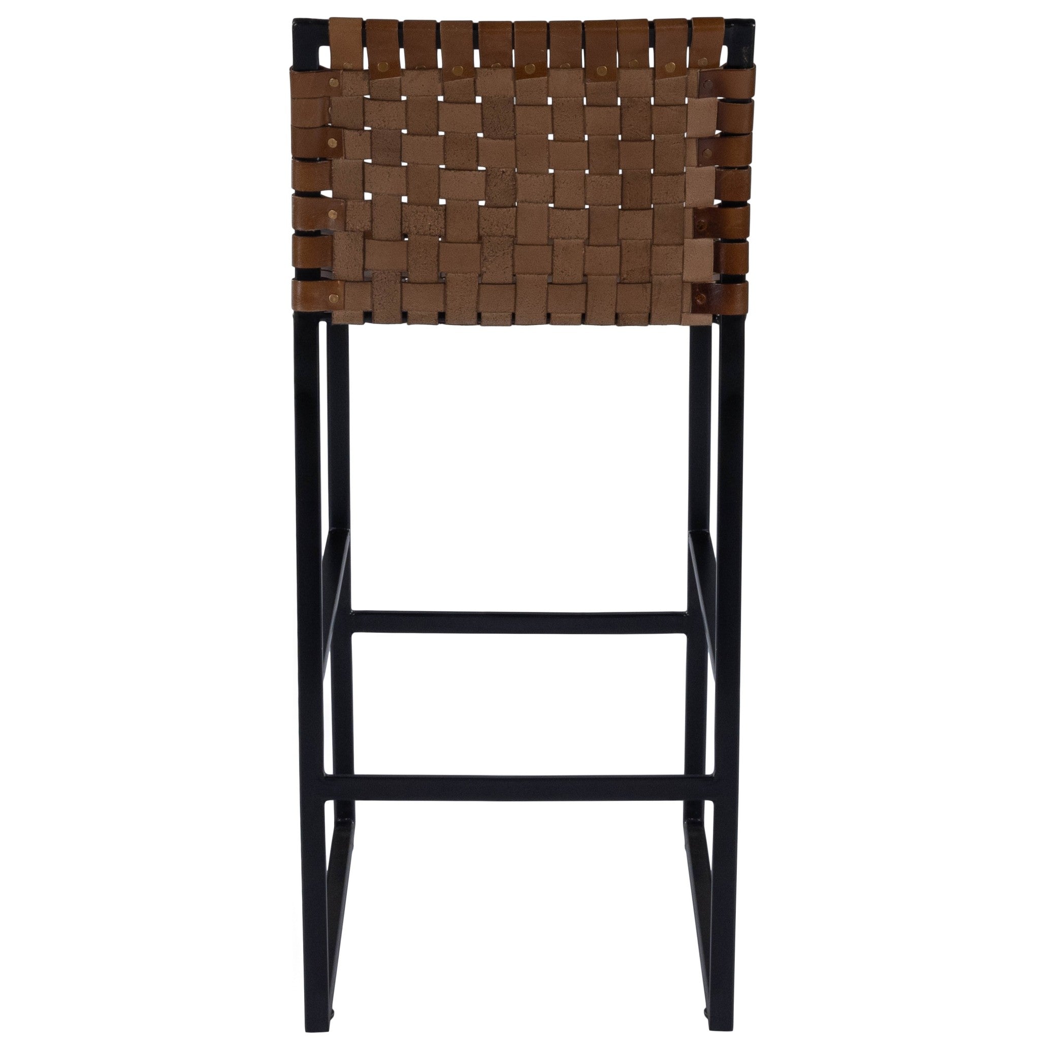 HomeRoots Woven Leather Bar Stool - Thumbnail 5