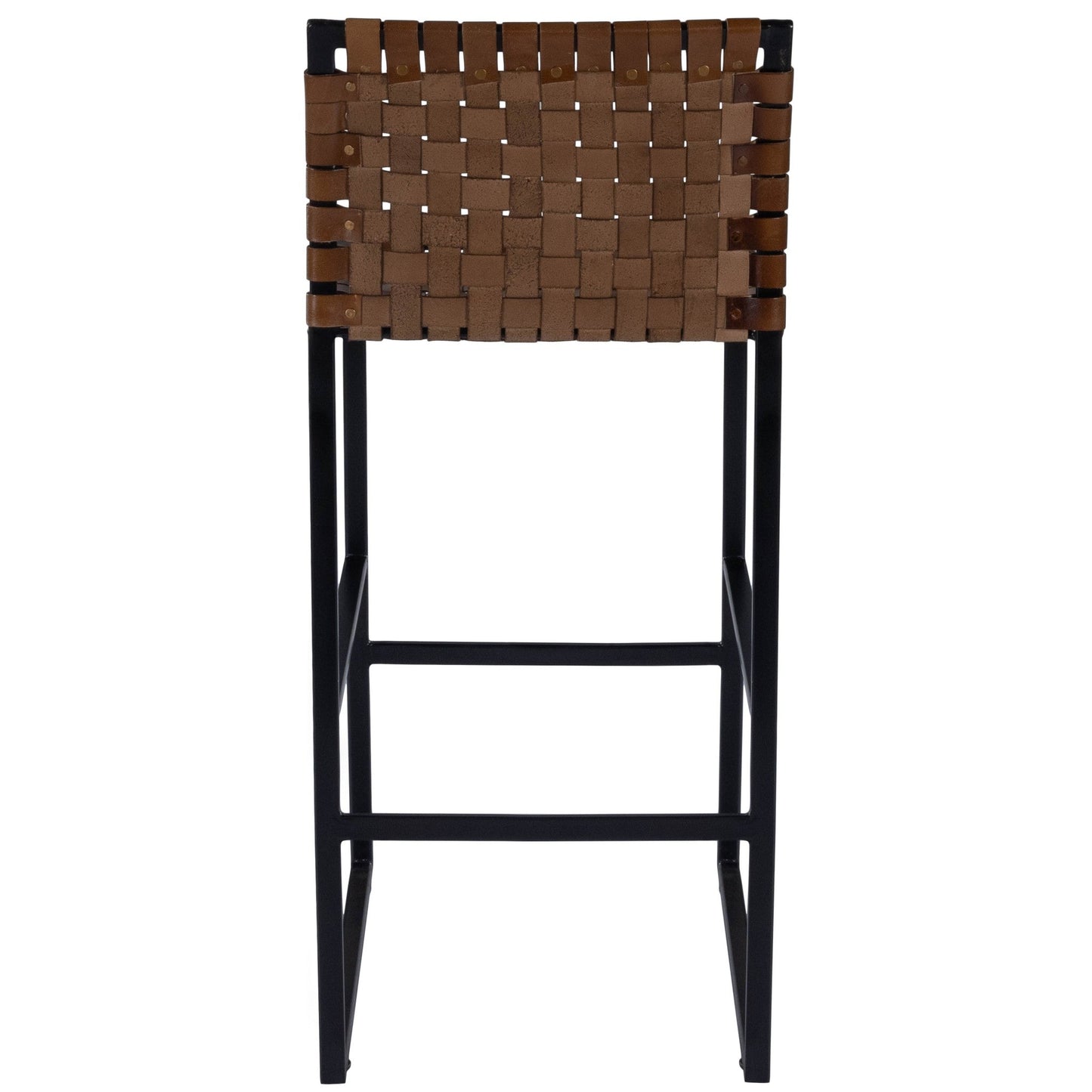 HomeRoots Brown Woven Leather Bar Stool