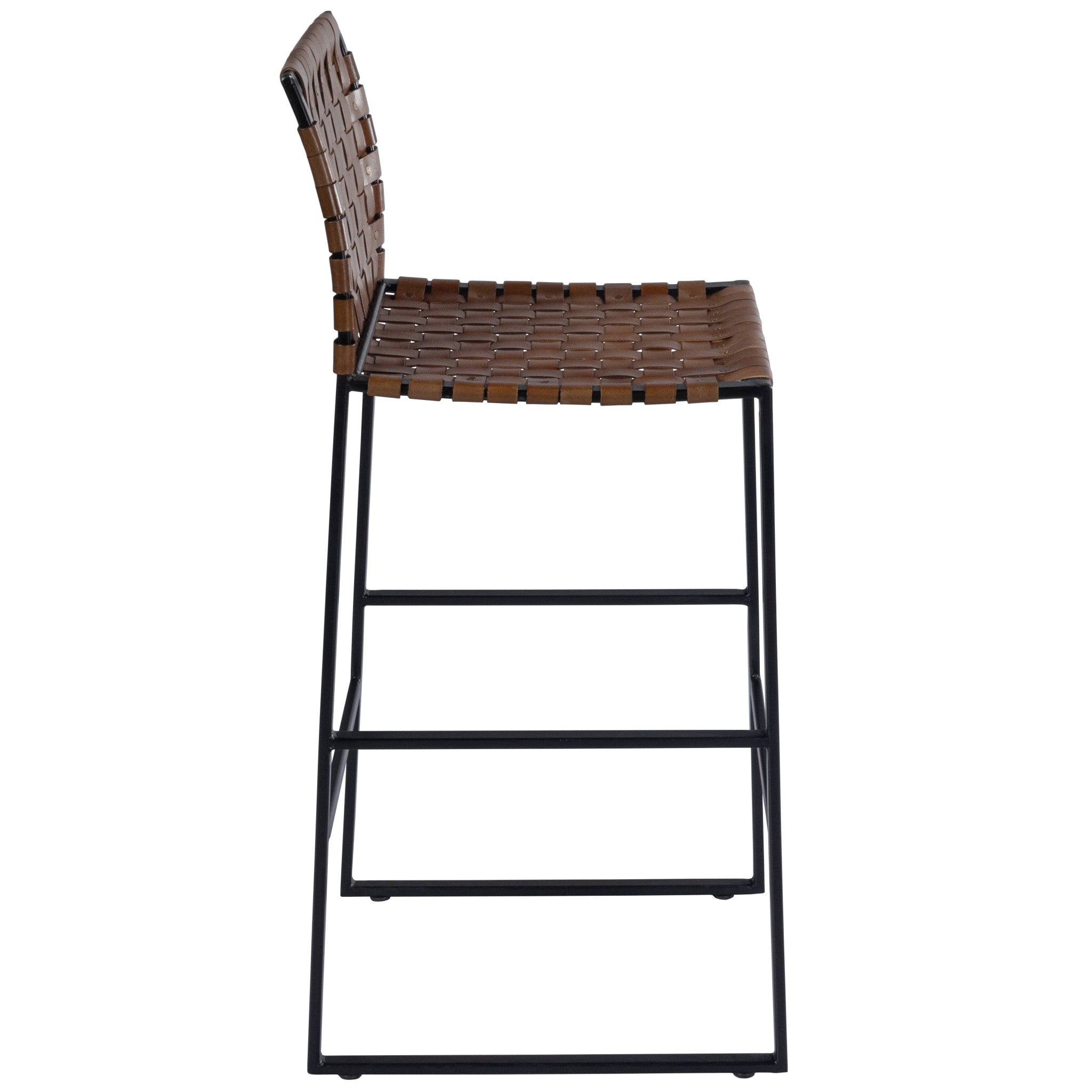 HomeRoots Woven Leather Bar Stool - Thumbnail 2