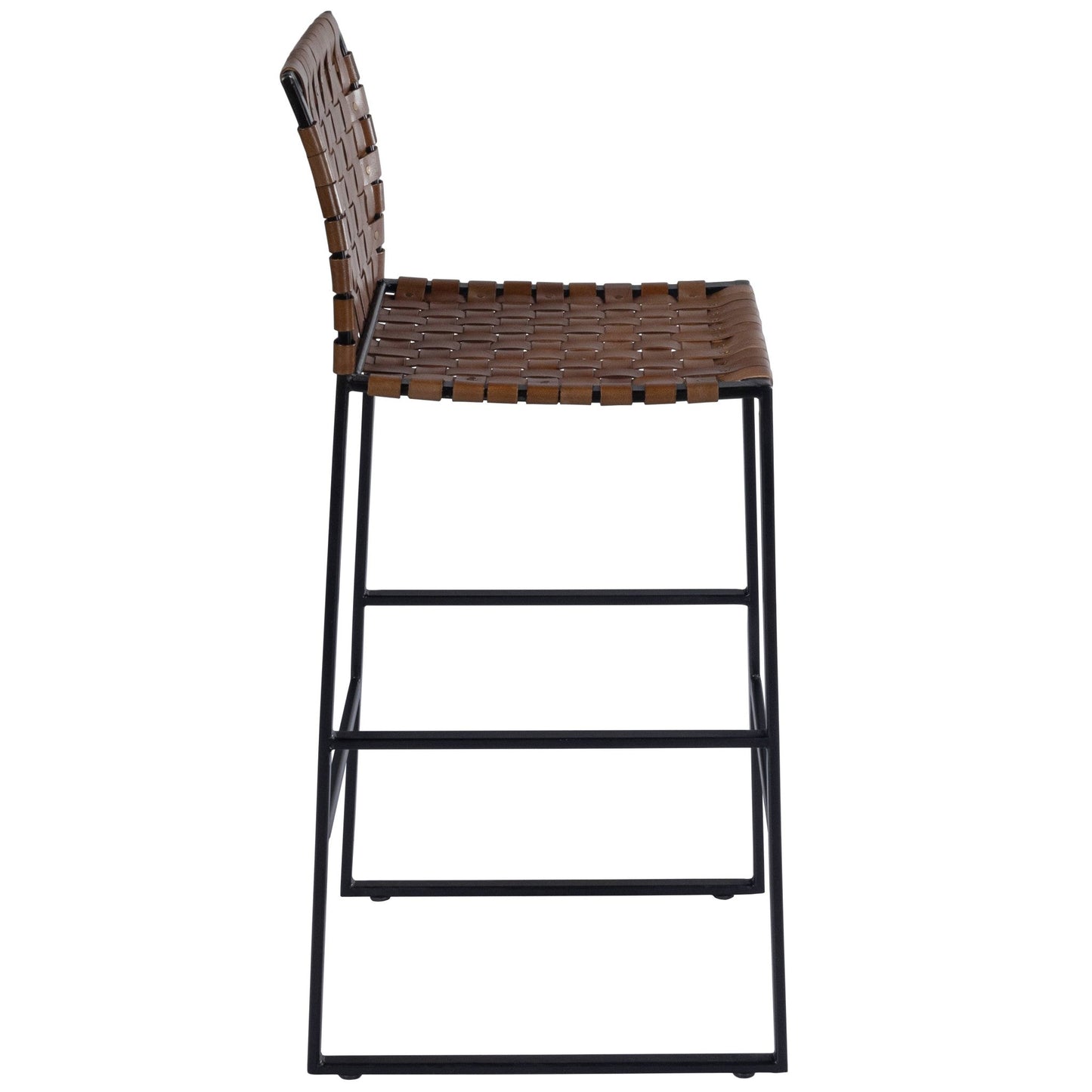 HomeRoots Brown Woven Leather Bar Stool