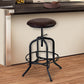 HomeRoots Brown and Black Adjustable Industrial Style Bar Stool