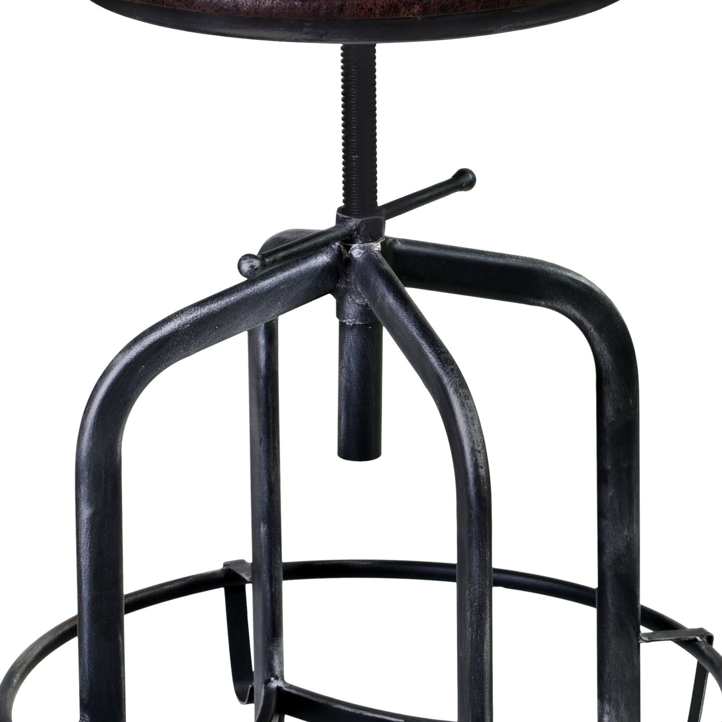 HomeRoots Brown and Black Adjustable Industrial Style Bar Stool
