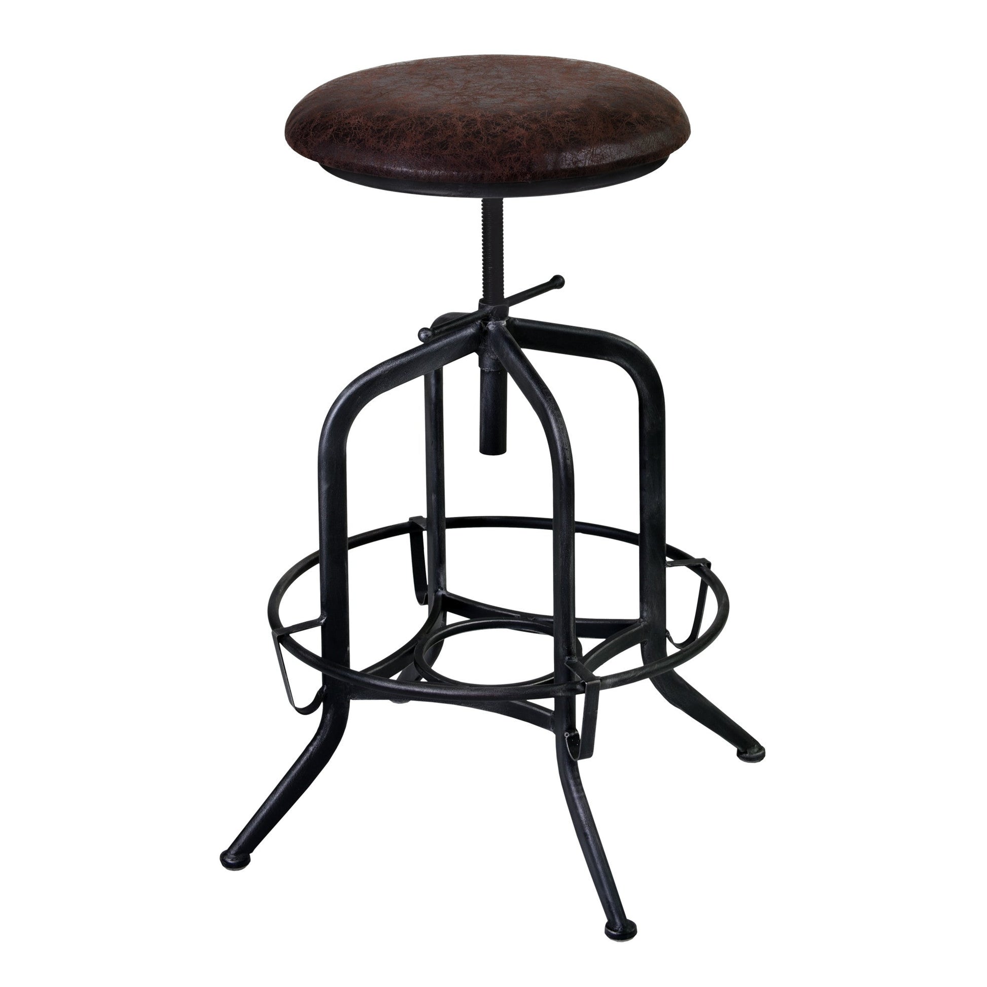 HomeRoots Brown and Black Adjustable Industrial Style Bar Stool
