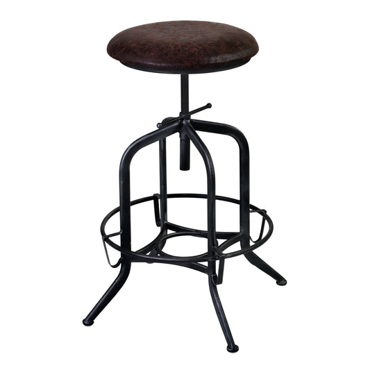 HomeRoots Brown and Black Adjustable Industrial Style Bar Stool
