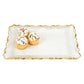 HomeRoots Bubble Glass Scalloped Gold Rim Rectangular Platter or Tray
