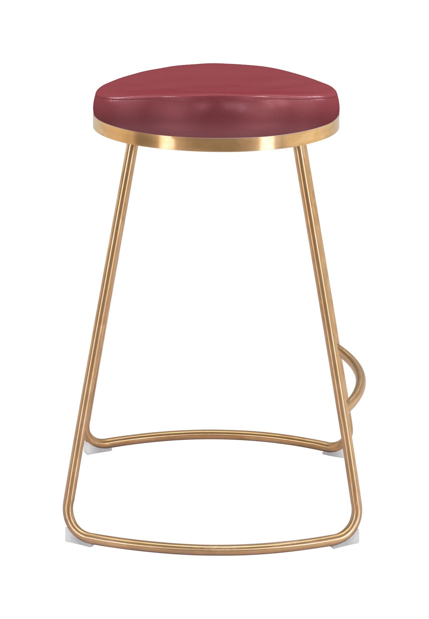 HomeRoots Burgundy And Gold Modern Glam Geo Backless Counter Stools in Set of 2