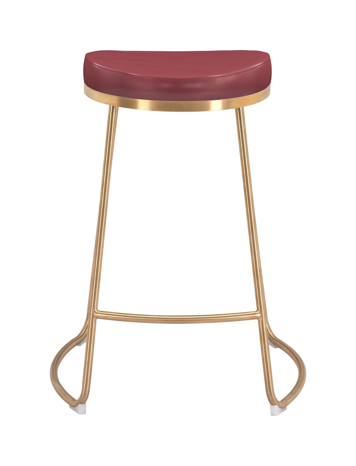 HomeRoots Burgundy And Gold Modern Glam Geo Backless Counter Stools in Set of 2