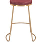 HomeRoots Burgundy And Gold Modern Glam Geo Backless Counter Stools in Set of 2
