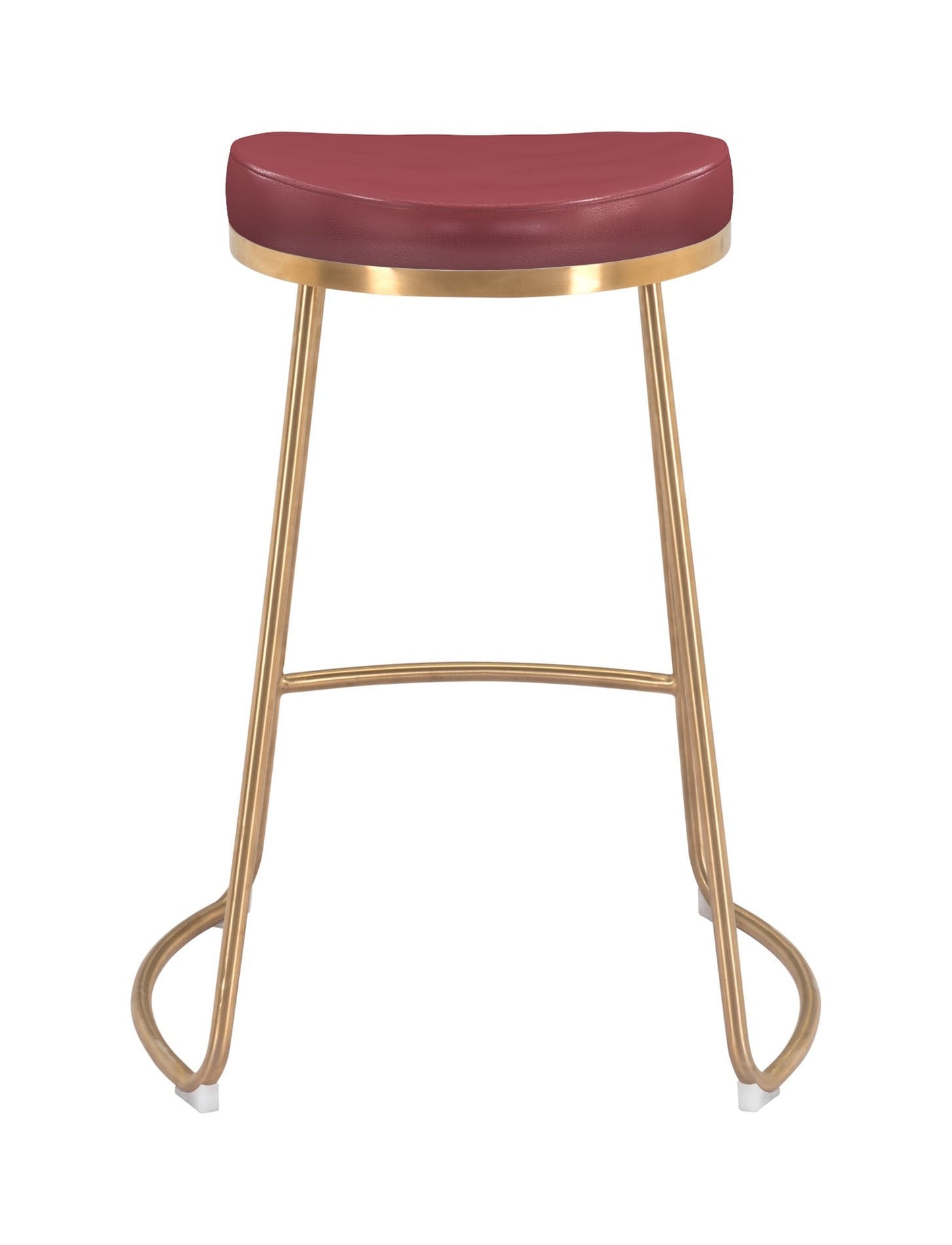 HomeRoots Burgundy And Gold Modern Glam Geo Backless Counter Stools in Set of 2